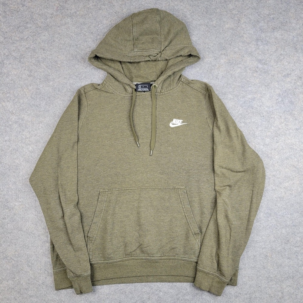 Nike Hoodie Mens Large Green Fleece Pullover Sweatshirt Swoosh Logo BV2654-326
